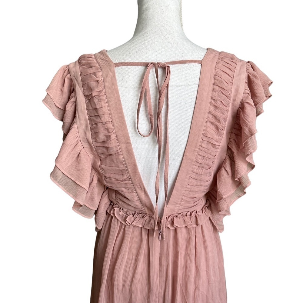 Forever 21 Mauve Ruffle V-neck Midi Dress Size Small - Picture 5 of 17